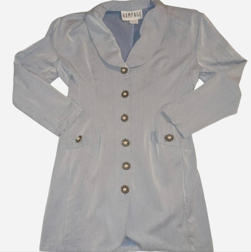 1980s vintage original RAMPAGE french blazer style pastel blue coat